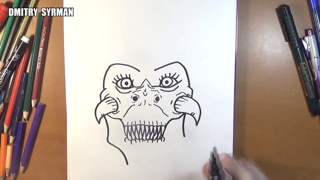 How to draw Alien, Как нарисовать пришельца Монстра смотреть онлайн