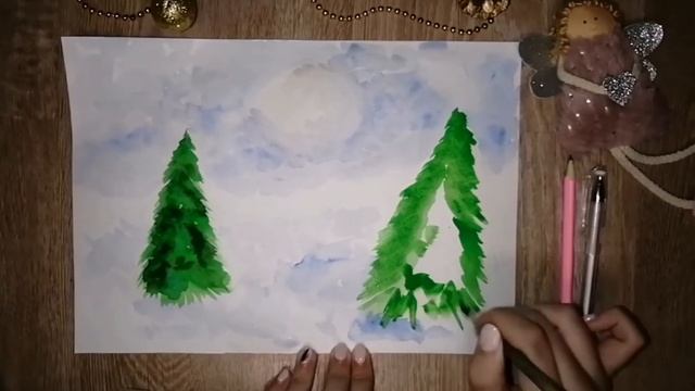 РИСУЕМ ЗИМНИЙ ПЕЙЗАЖ