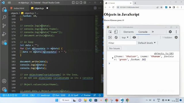 Objects - Displaying Objects - Part-5 || JavaScript tutorial for Beginners || Tutorial - 32