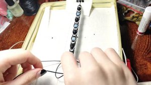Плетеный браслет Шамбала с натуральными камнями. Аквамарин и черный агат