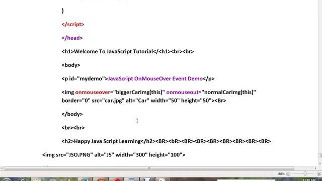 MOUSEOVER EVENT IN JAVASCRIPT DEMO