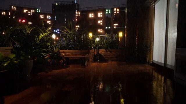 Sound of Rain Coming From The Balcony - Cozy Veranda Views On A Rainy Night  Rain Sounds