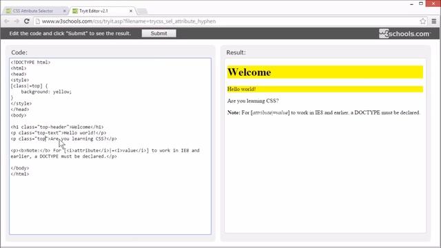 W3Schools CSS Attribute Selectors Tutorial