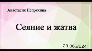 Сеяние и жатва. Н.Непряхина.16.06.24.