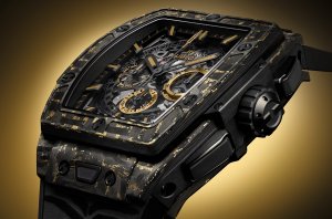 UN TIGRE D'OR QUI VOUS DONNE L'HEURE DANS UN TONNEAU (Spirit of Big Bang Carbon Gold Tiger)  @HUBLOT