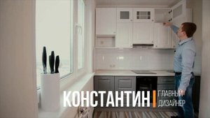 Дизайн кухни прямой в однокомнатную квартиру П-44 из эмали.