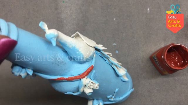 DIY Vase /Peacock Design vase making /Bottle Decoration /Bottle Art 🦚/ Showpiece / Clay craft 🦚 смотреть онлайн