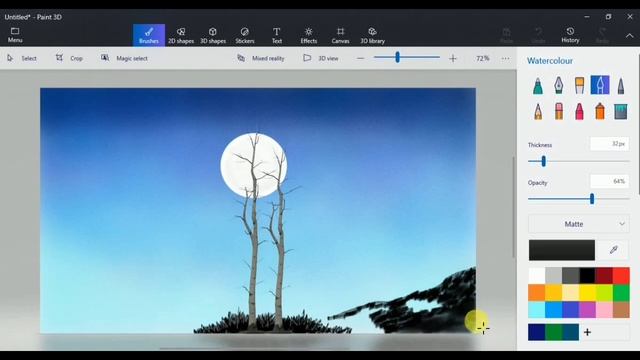 How to paint beautiful scenery in ms paint 3d | ms paint 3d tutorial | ms paint 3d | scenery drawin смотреть онлайн