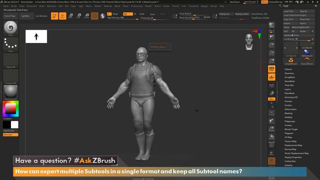 #AskZBrush - How to Export All SubTools Into One Format and Keep SubTool Names