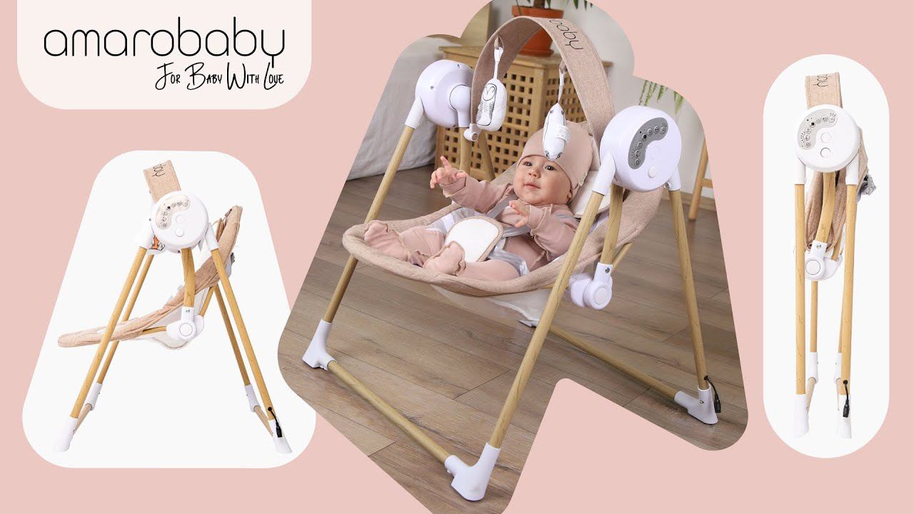 Электрокачели для новорожденных AmaroBaby Wooden Swing