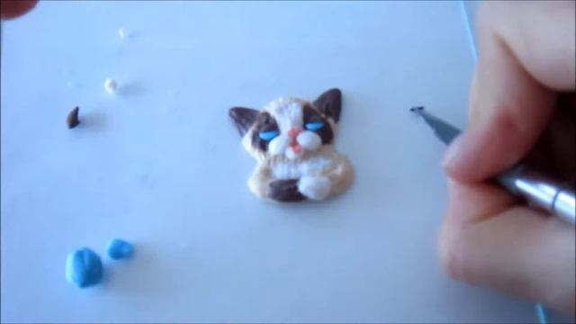 Давайте слепим - Брошь "сердитый котик" из полимерной глины. Grumpy cat Tutorial.