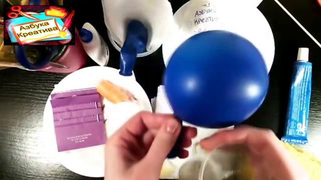 Как сделать шар из ниток и клея DIY Azbuka Creativa смотреть онлайн