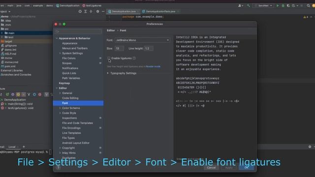 Enabling IntelliJ's fancy ≠ (not equal to) operator