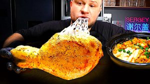 АСМР / МУКБАНГ КОПЧЕНАЯ НОГА ИНДЕЙКИ С СЫРОМ В ТЕСТЕ / РИСОВАЯ ЛАПША С МОРЕПРОДУКТАМИ