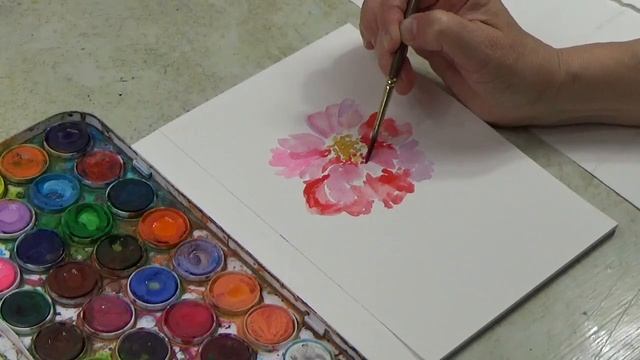 Рисуем розовый пион/Акварельная техника смотреть онлайн