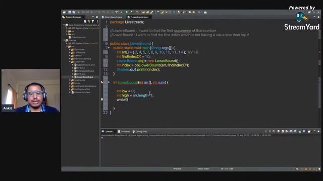3. Binary Search in java without recursion & finding lower bound & upper bound.