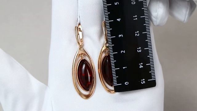 Серьги из золочёного серебра Дарвин с янтарём 929042128ab-к смотреть онлайн