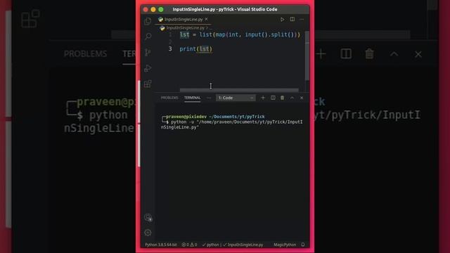 Single line input in Python | Python list input in one line using map and split