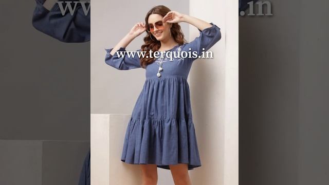 Terquois A-Line Embroidered Casual Dress