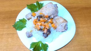 ФРИКАСЕ из курицы с грибами и овощами. Сливочный соус
