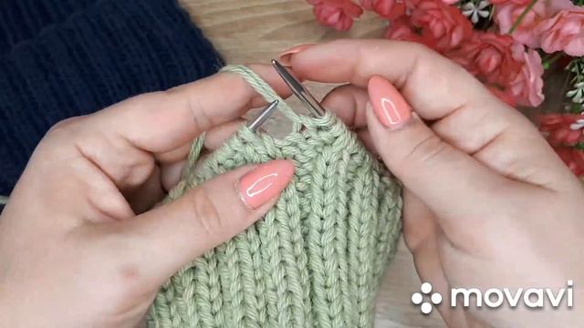 Как сделать фиксированный отворот на шапке резинка 2×2 #шапкаспицами