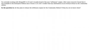 Databases: mongodb inMemory engine available in the community edition?