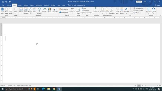 How to insert a Check box in MS Word