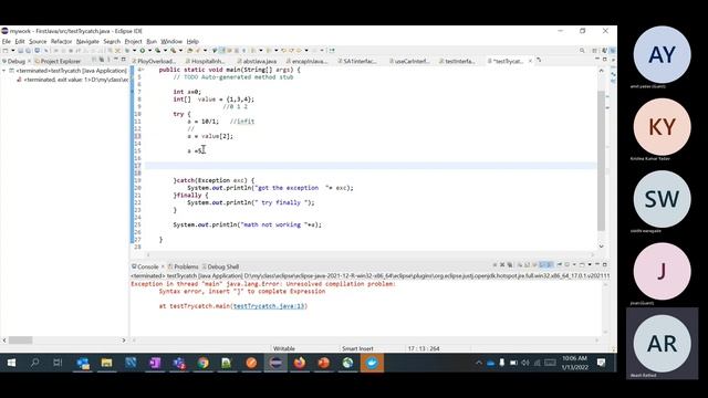java class : try catch finally, exception and enum in java
