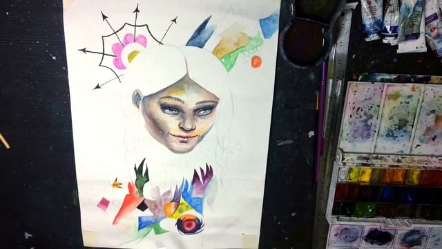 Khanty Girl - watercolor painting | ALEXANDR ULYANCHENKO