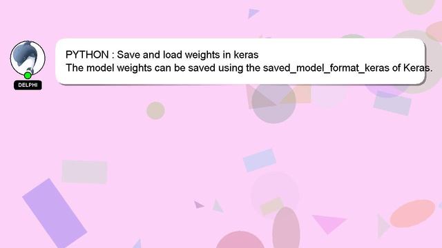 PYTHON : Save and load weights in keras смотреть онлайн