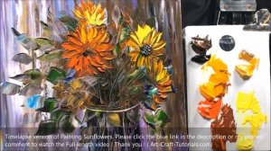 How to paint sunflower vase in acrylic with palette knife