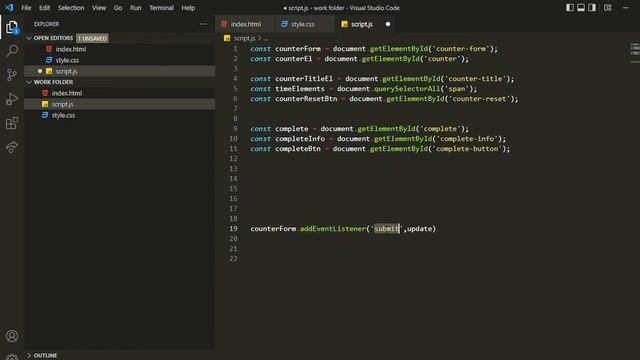 5. Getting the Form Data in Javascript | JavaScript Countdown Project Tutorial
