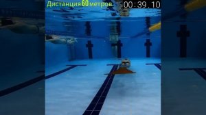 фридайвинг в бассейне DYN, 60 метров в моноласте | freediving