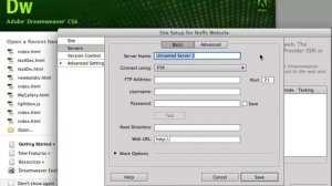 Setting up the Dreamweaver FTP client