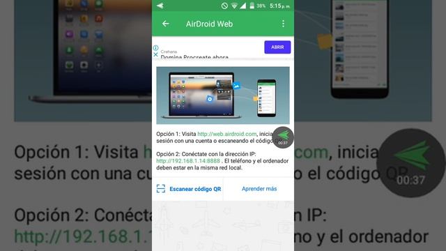 Como escanear el código QR de tu teléfono al pc desde la app Aidroit