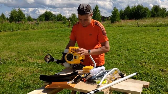 Триммер бензиновый Huter GGT-520RS из Леруа Мерлен (Бензокоса). Распаковка и обзор. смотреть онлайн