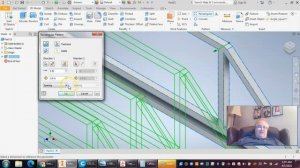 Drawing our bridge design in Inventor.