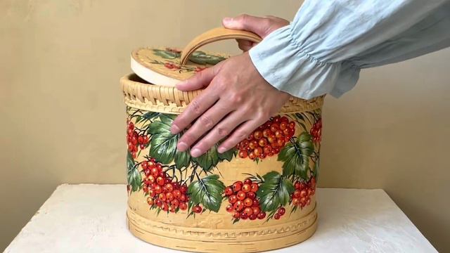 Берестяной туес - хлебница «Калина красная» / Sibberesta