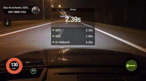 Acceleration Bmw 535d e60 stage 3, xhp stage 3,  0-100, 100-200, 402m. 0-100 4,2  sekund