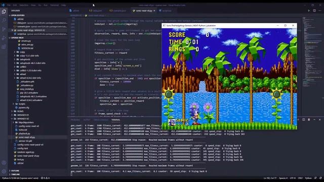 SONIC THE HEDGEHOG - NEAT - PYTHON - OPENAI GYM RETRO - AI BEATS SONIC смотреть онлайн