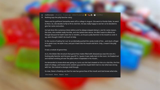 "It was a nodule of gonorrhea" | Jolly Rancher | Stories from Reddit