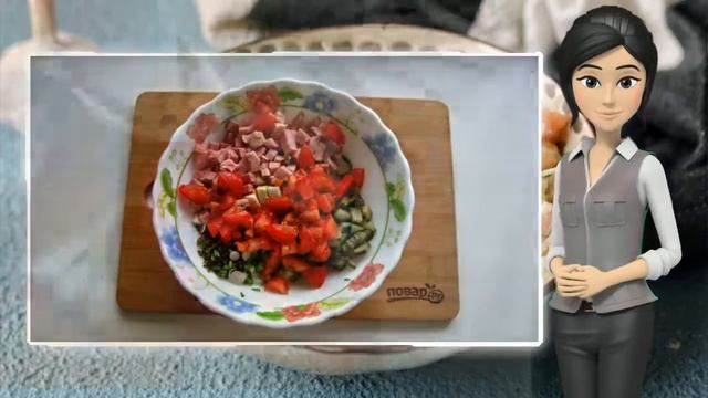 Салат с картошкой и ветчиной