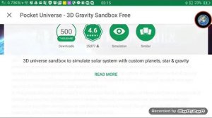 Google Play Store "Pocket Universe - 3D Gravity Sandbox Free"