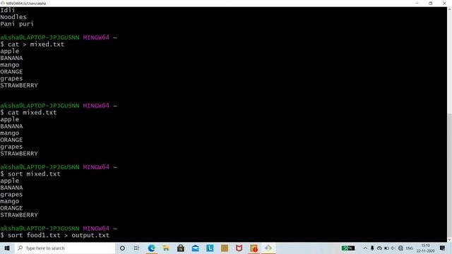 Git Bash Sort Command in Detail