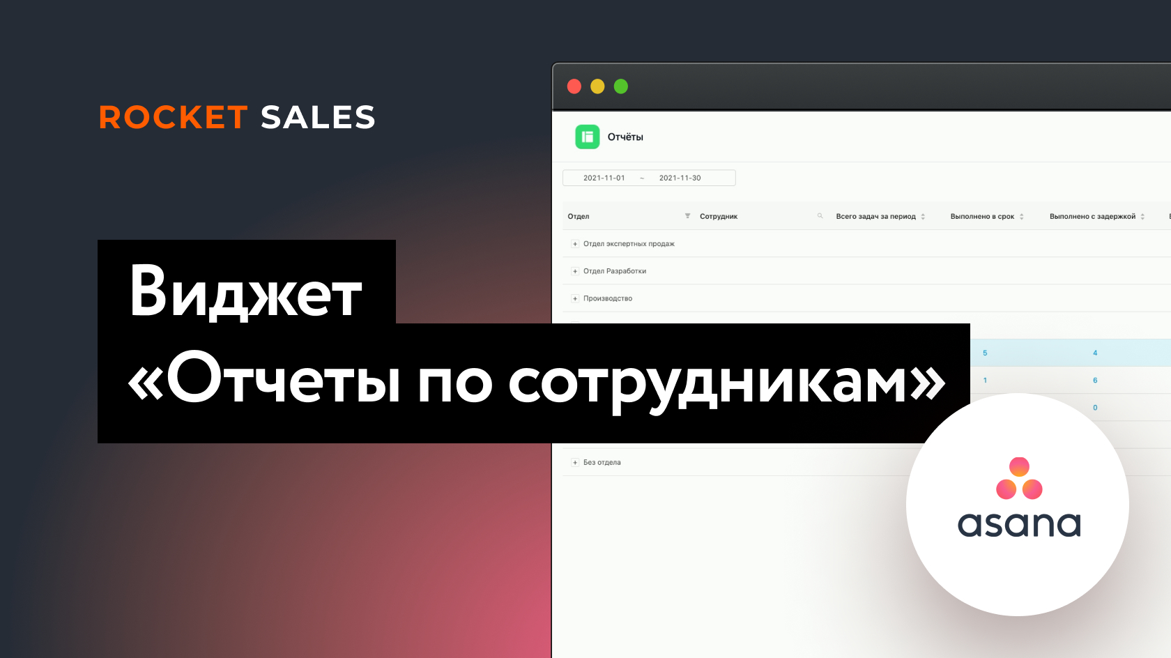 Виджет «Отчеты по сотрудникам» для таск-менеджера Asana