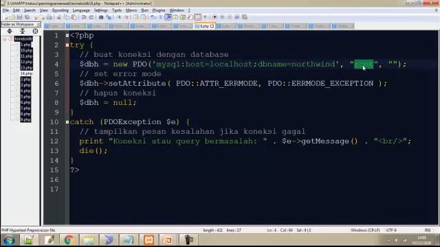 Tutorial Pemrograman Web 13 - Koneksi PHP ke Database Menggunakan PHP Data Object (PDO)