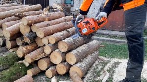 Chainsaw of the new Generation Husqvarna 120 Mark II and the old model Husqvarna 236 e-series