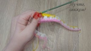 ?ЛАПКИ ИЗ ВЫТЯНУТЫХ СТОЛБИКОВ и цветных рядов -узор крючком./FOOTS and colored rows crochet pattern