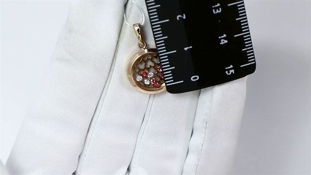 Подвеска из золота SOKOLOV с минеральным стеклом, подвижным фианитом и фианитом Swarovski 036052
