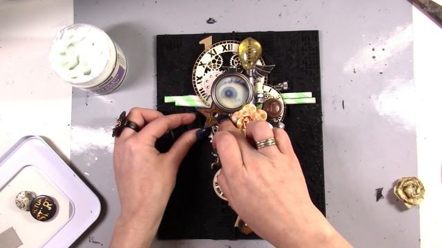 Blue Steampunk with Art Alchemy paints and Mica - mixed media tutorial смотреть онлайн